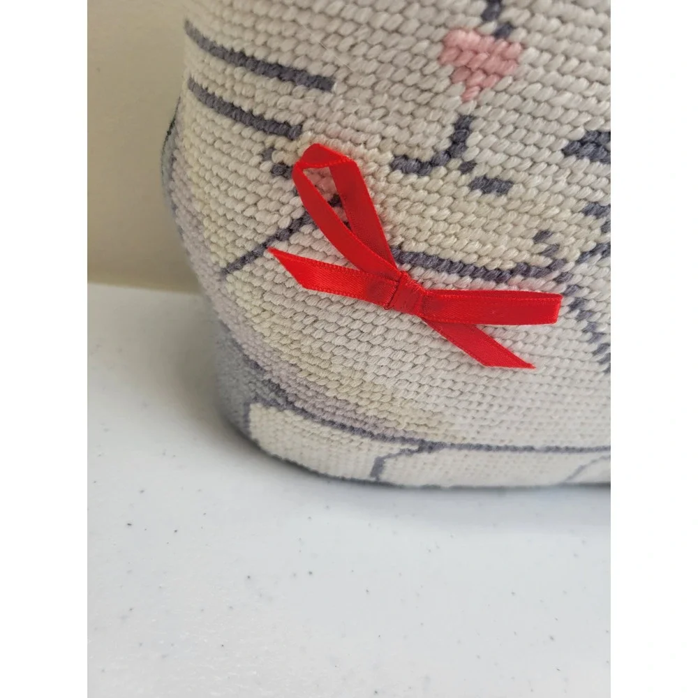 Vintage Needlepoint Cat Doorstop Draft Stopper JCPenney Kitty Pillow‎ Decor